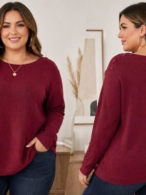 ModCloth 4X Burgundy Contemporary Minimalist Sweater Top Plus Size Chic Casual K